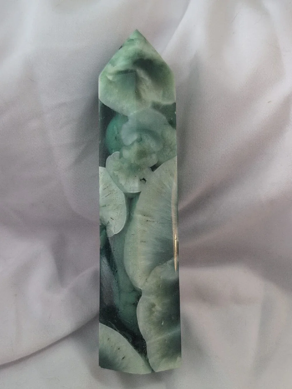 Green Floral Resin Crystal Tower Home Accent